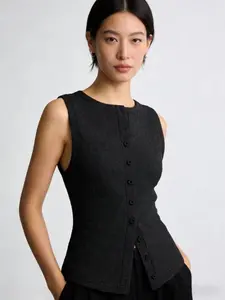 Spring Summer Casual Sleeveless Button Front Cardigan Vest Top, Women's Fashionable Lightweight Outerwear, Perfect for Daily Wear