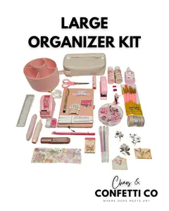 Chaos & Confetti Co Large Organizer Kit - Aesthetic Pink Theme Multi-Compartment Storage for Journaling Crafting & Planning Supplies