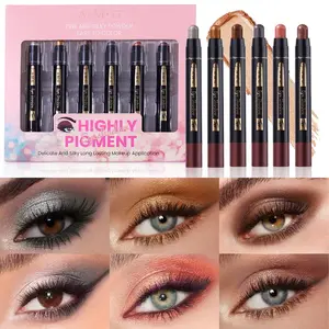 A.m.g Eye Shadow Pencil Set of 6, High Pigment Velvet Cream Eyeshadow Stick, Waterproof Long-Lasting, Smooth Application, Beginner Friendly, Smokey Eye