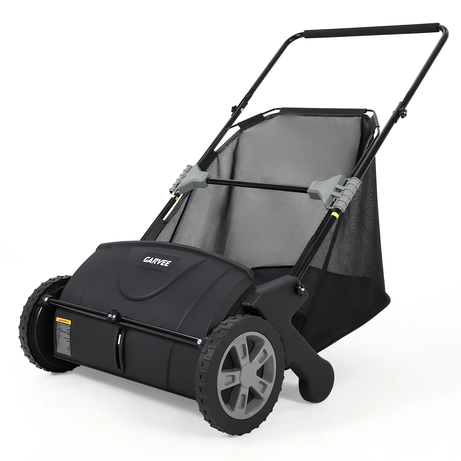 21-Inch Push Lawn Sweeper, Manual Leaf Sweeper with 3.5 Cu. ft. Hopper Bag, Height-Adjustable Brushes, Foldable Design for Yard & Driveway Cleanup