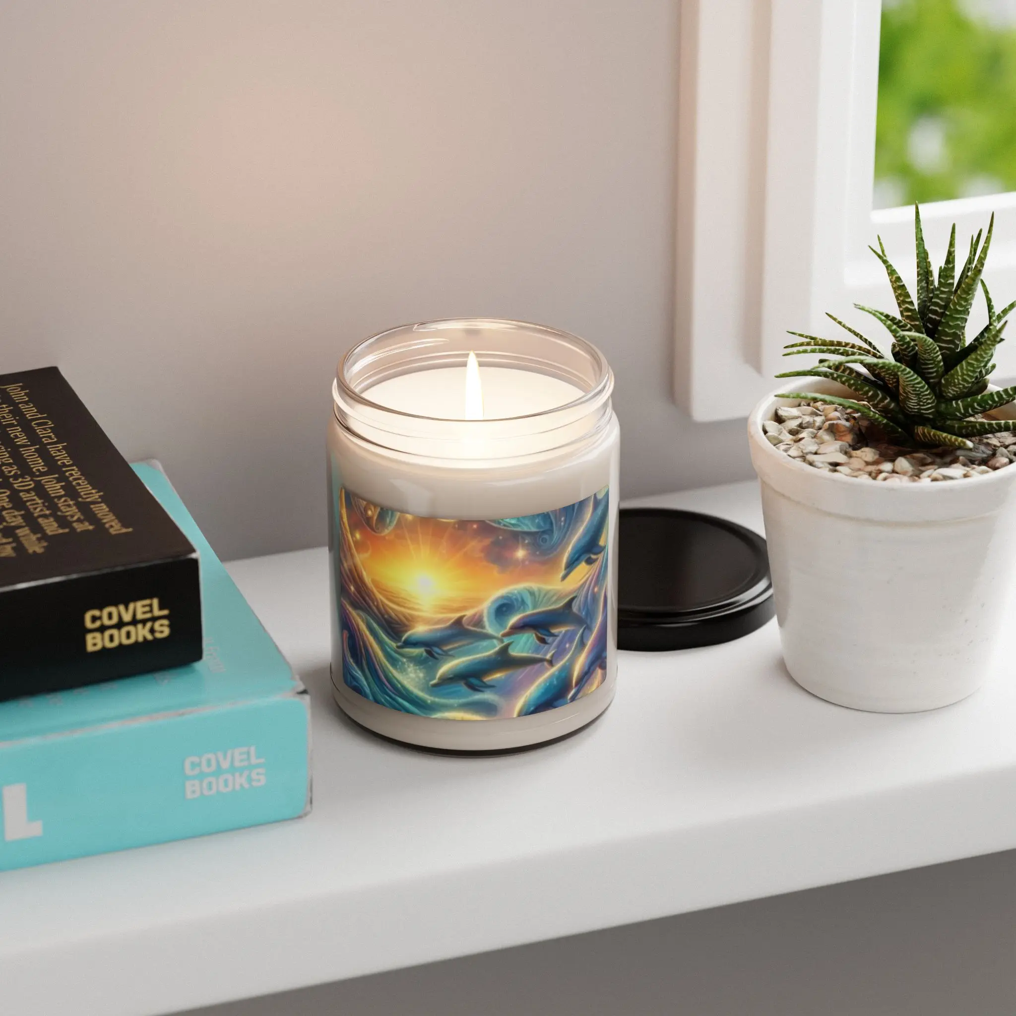 Dolphin Scented Candle, Ocean Theme Home Decor, Hand Poured Soy Wax, Coastal Gift Idea, Relaxing Aroma Candle, Beach House Fragrance