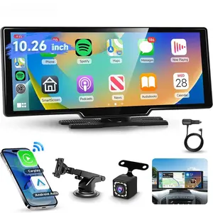 Rimoody 10.26" 2K Car Portable Wireless  CarPlay Android Auto FM Touch Screen Radio  Support Rear Camera