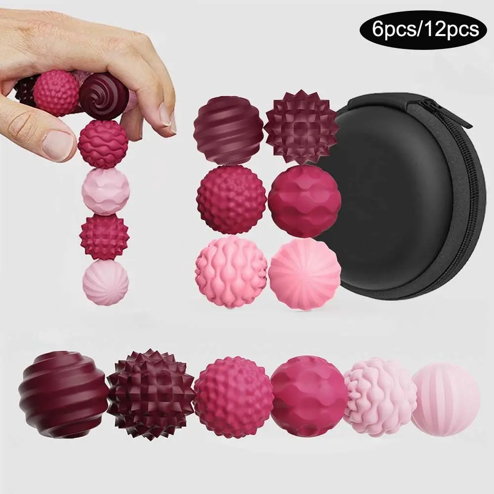 6/12Pcs Magnetic Silicone Balls, 6 Textures With Portable Storage Box, Magnetic Suction Design For Hand Exercises, Training Grip Trainer, Decompression Squeeze, Stress Relief Fidget, Stress Relief Fidgeting, Christmas Gifts Ideas