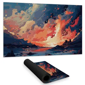 MWW C1DM1424BMAK9R High-Quality Gaming Mat - 14 x 24 in., Orange "Magma Does Not Wait" Design, Durable Materials, Easy-to-Clean Surface, for Game Rooms & Home Decor (Computers & Office, Computer Accessories)