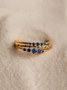 Elegant Minimalist Set of 3 Cubic Zirconia Stacking Ring Set Dainty Blue Cubic Zirconia Rings Wedding Engagement Party Jewelry Gift for Her Stackable Rings Wedding Promise Rings