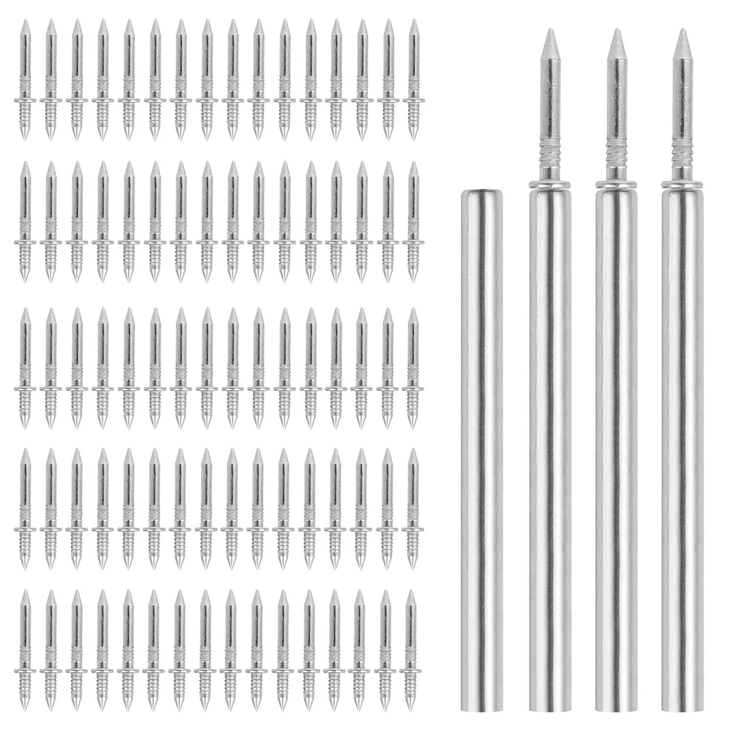 400 Pcs - Double Head Skirting Nails with 4 Tools, Invisible Seamless Baseboard Screws for Solid Wood Trim, Two-Sided Installation