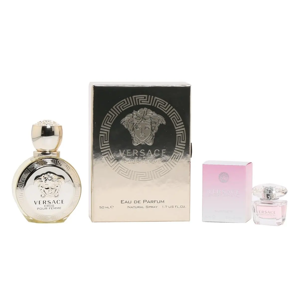 VERSACE Eros Pour Femme & Bright Crystal 2-Piece Perfume Spray Gift Set for Women, Fresh Mediterranean-Inspired Fragrance, Perfumes For Women, Fragrance Sets, Scented