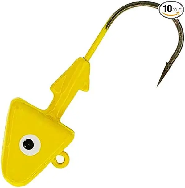 Sanhu Shad Jig Heads 2oz Size 6/0 Hook 20 Pcs Yellow for Saltwater & Freshwater Fishing Durable Design Ideal for Targeting Striper Bass & Other Game Fish