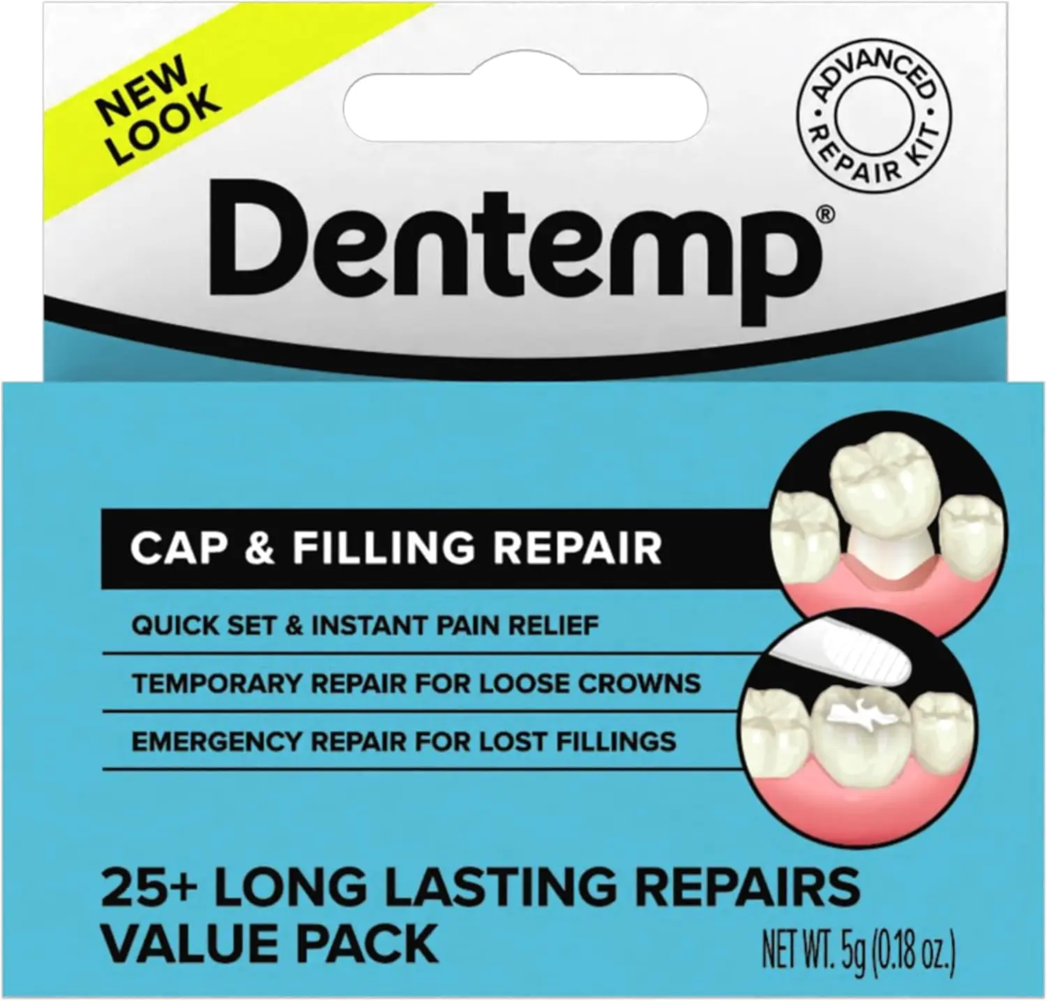 Dentemp Maximum Strength Loose Cap and Lost Filling Repair - Dental Repair Kit for Instant Pain Relief - Value Pack (Packaging May Vary)