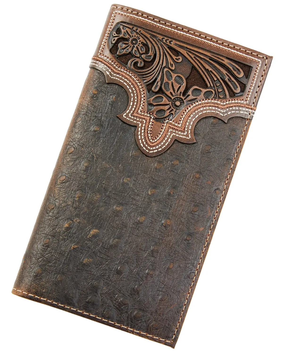 Cody James Men's Men'S Ostrich Tooled Checkbook Wallet - Cjaho21wt1