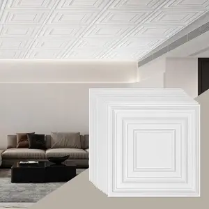 VEVOR 12-Pack 24 x 24 in Drop Ceiling Tiles - Premium PVC Sheet, Easy Installation/Cutting Plastic Glue-up, Home/Office Decoration, White