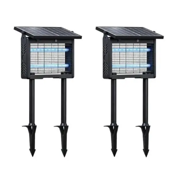 2 PACK Solar Bug Zapper, Outdoor Waterproof Solar Mosquito Killer Fly Trap, Stakeable UV Electronic Insect Zapper, Cordless Rechargeable Solar Powered Bug Zapper for Backyard, Garden, Patio & Camping Mosquito Protection   mosquito filter