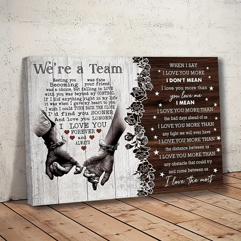 1pc 30x40cm (11.81x15.75 inches) wooden framed personalized couple canvas, "I love you" couple gift, "Meeting you is fate" canvas, Valentine's Day anniversary couple canvas gift