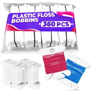 360 Pcs Embroidery Floss Bobbins, Lightweight Durable Plastic Embroidery Floss Organizer with Hanging Holes Thread Slits, Reusable Design for Neat Easy Storage Organization