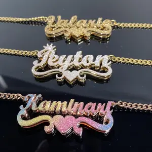 Personalized Name Necklace - Custom Name Necklace for Women, Bling Name Pendant Gift for Her Modern Versatile Accessories Hypoallergenic Jewelry Iced Out Jewelry