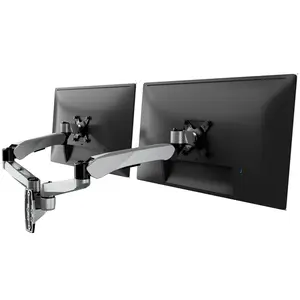 Mount-It! Clix Series Full Motion Dual Monitor Wall Mount with Gas Spring Arms Ergonomic Adjustable Swivel for Two Screens Up to 32" and 19.8 lbs Each