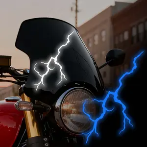 2PCS Reflective Lightning Motorcycle Decals, Windshield Sticker, Waterproof Design, Suitable for Motorbike Fuel Tanks, Front Windscreens, Side Panels, and Scooters, Self-adhesive Modified Stickers, Enhancing Night-time Visibility