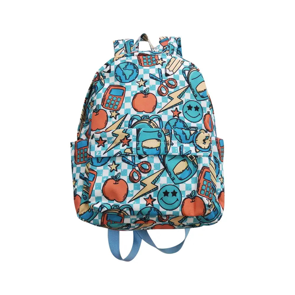 Unisex Kids' School Backpack BA0071 - Back-to-School Modern, Lightweight Multi Compartment Backpack with Chic Cute Smiley Print, Padded Straps, 10*4*13.9in, Modern Backpack