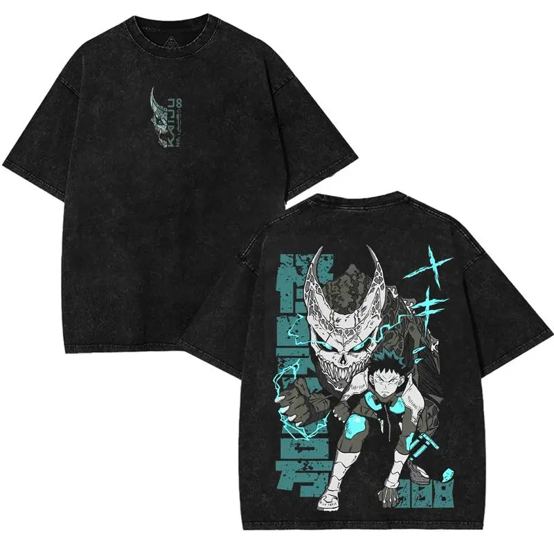 valentine shirts Anime Manga Game Double Printed Acid Washed Tee Menswear graphic tee