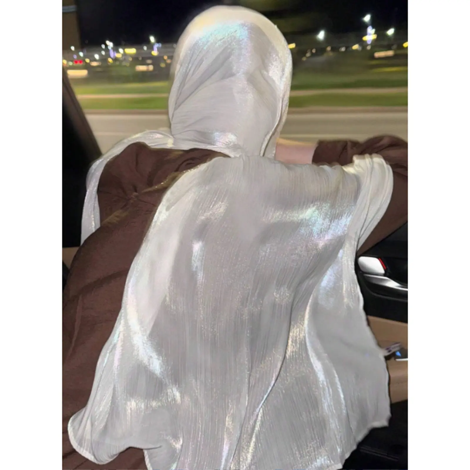 New Breathable & Cooling "Island Satin" Crêpe Long Scarf — Shimmering Lurex Shawl & Headscarf
