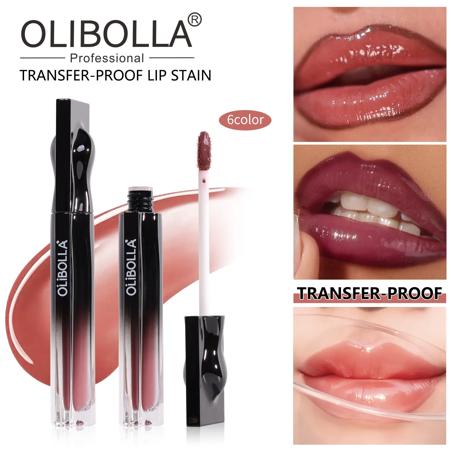 OLIBOLLA High Pigmentation Lip Stain, Long-Lasting Liquid Formula for Glossy Lips, Moisturizing and Non-Sticky Finish, Single Item, Stain Makeup, Hydrating, All Seasons, 3D Stain Lipstick & Lip Gloss