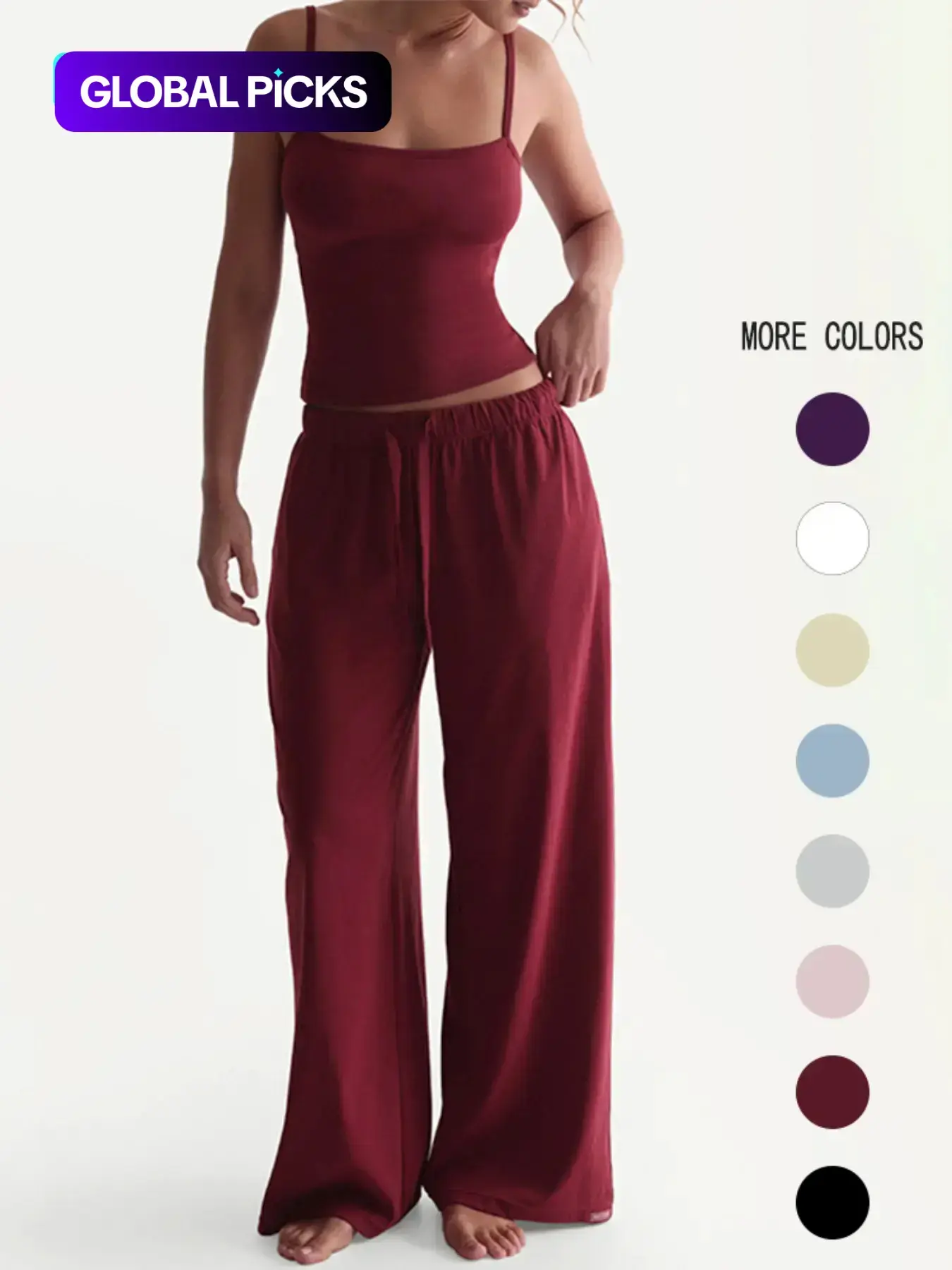 Two-Piece Set Women's Basic Solid Color Cami Top & Pants, Casual Chic Minimalist Sleeveless Top & Pants for Daily Wear, Ladies Summer Clothes, Soft Elastic Breathable Set Womenswear Stretchy Suit Set