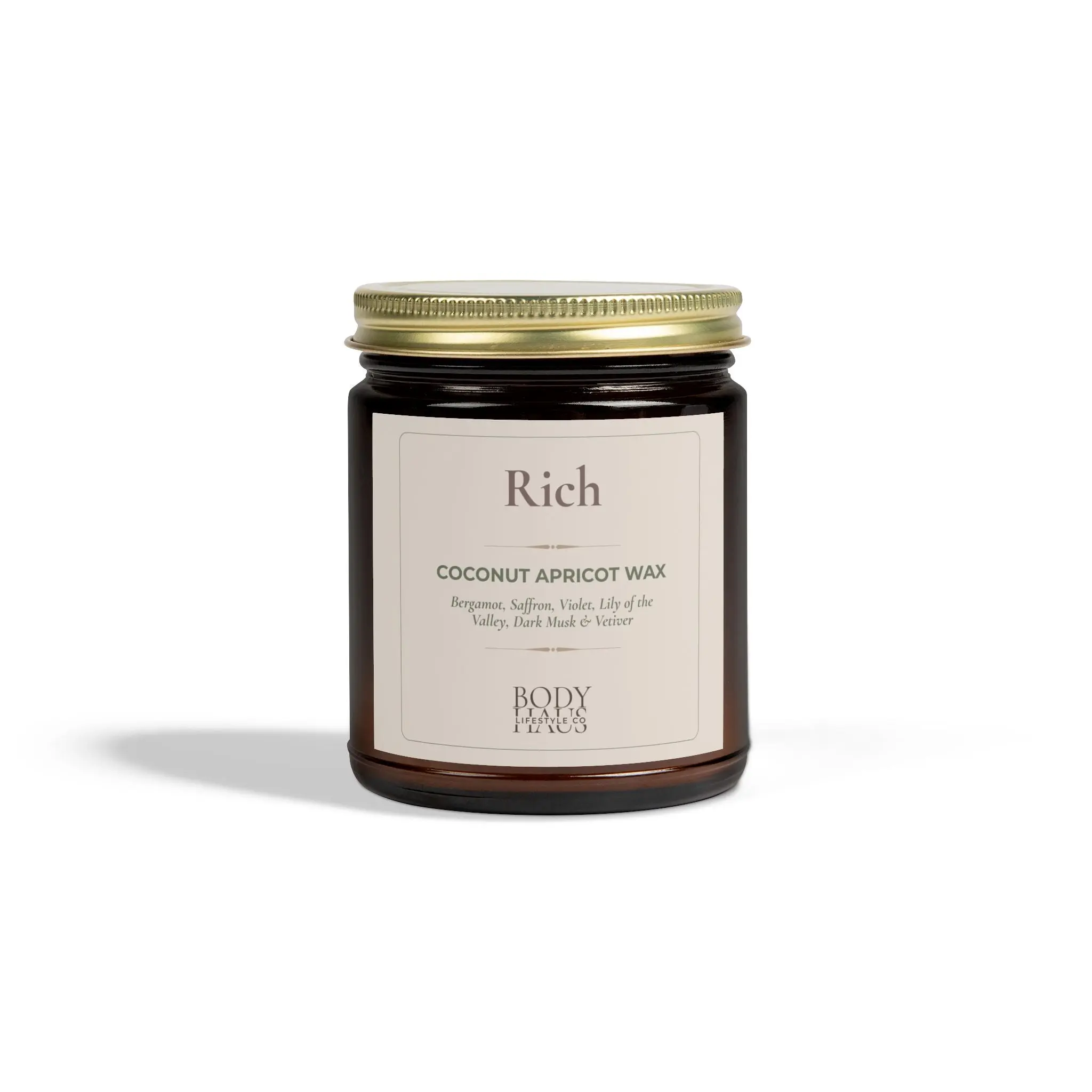 BHLC Cashmere Musk Soy Candle – 4oz Hand-Poured Coconut Apricot Wax Candle with Gold Lid