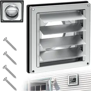 4" Metal Dryer Vent Cover Outside Stainless Steel Louvre Exterior Dryer Vent Cover 4 Inch Metal Vent Cover Outdoor for Dryer Vent, Range Hood Vent, AC Vent