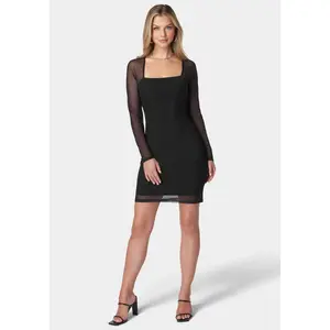 Square Neck Powermesh Dress