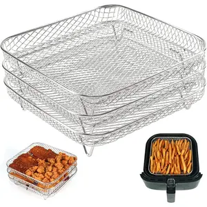 Air Fryer Rack, 3pcs/set Stackable Stainless Steel Air Fryer Rack, Air Fryer Accessories For Cosori, Instant Vortex, Nuwave Air Fryer, Ninja Foodi Grill, Air Fryer Accessory Set, Durable Kitchen Home