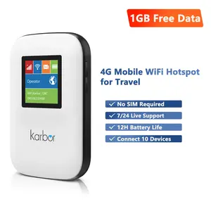 Karbor 4G LTE WiFi Mobile Hotspot, 1GB Free Global  Data, No SIM Card Required, Supports 10 Devices, Portable for Campers Motorhomes Travel, SummerVibes