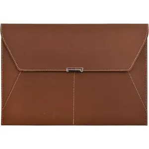 VANRA File Folder Document Holder Organizer Waterproof Portfolio Leather Folder Case with 3 Pockets, Filing Envelopes for A4 Letter Size Paper with Snap Magnetic Button Closure (Brown)