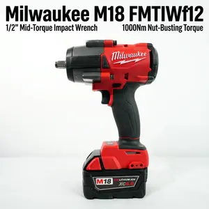 Milwaukee M18 FMTIWF12 18V Cordless Impact Wrench - 1000Nm High Torque, Multi-Speed Control, Heavy-Duty Professional M18 Series Impact Drill Driver for Auto Repair, Industrial Assembly