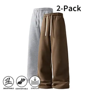 2-Pack Autumn/Winter Ultra-Soft Wide-Leg Sweatpants | Breathable Athletic Pants for Basketball, Running & Gym