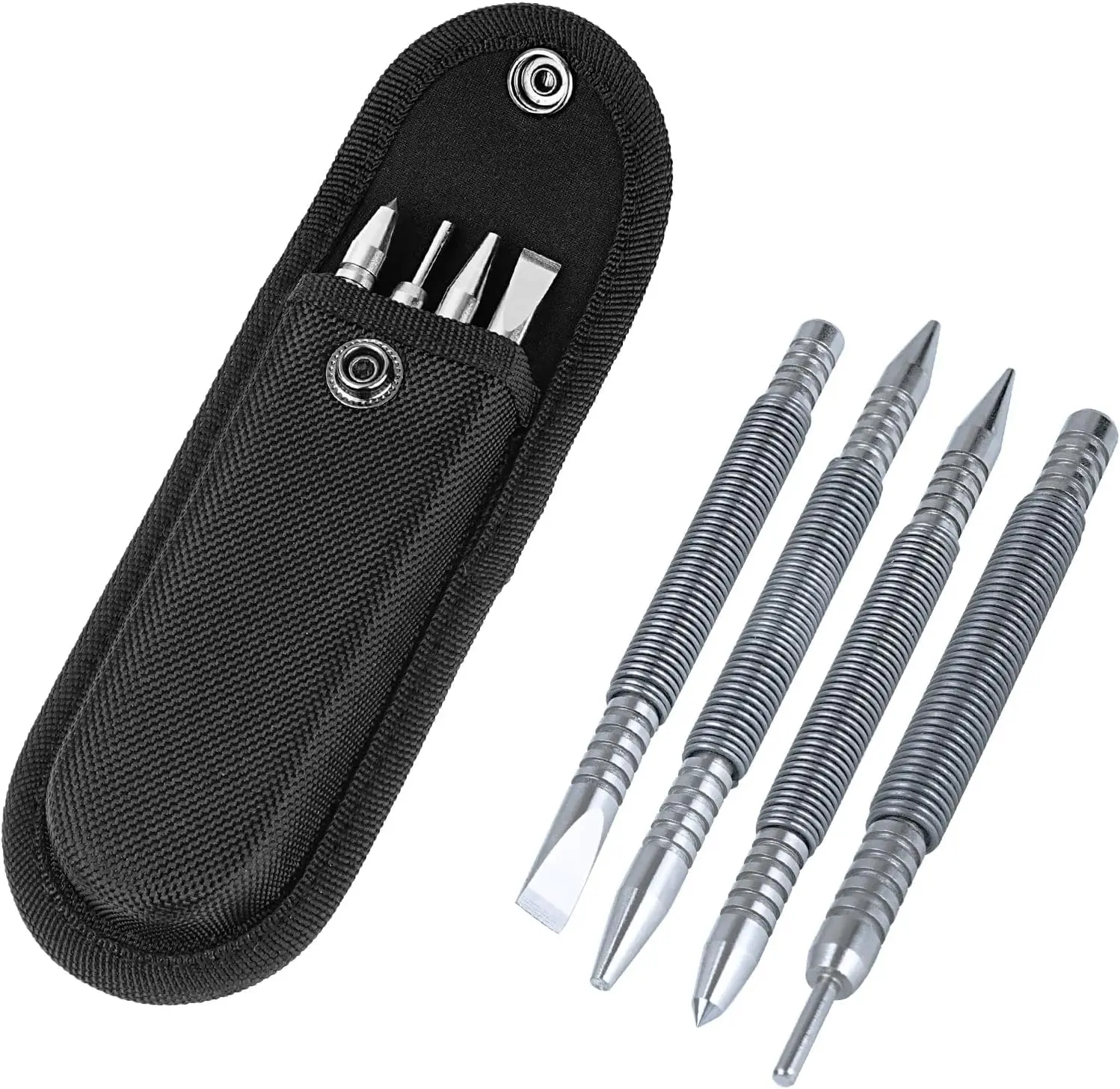 BESTNULE 4-Piece Nail Setter Dual Head Nail Set & Dual Head Center Punch & Hammerless Cold Chisel & Hinge Pin Remover Punch Set, Nail Setter Features