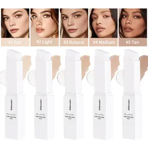 1Pcs two-in-one color changing foundation Concealer make-up stick Cream stick brightens skin tone, moisturizes light and thin foundation make-up, medium to full coverage of moisturized basic makeup, double detachable brush Women's cosmetics holiday gift