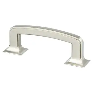 212 MAIN Berenson 4064-1BPN-P Geometric Shape Zinc Base Door Pull, 3 in. CC Hearthstone Pull with Brushed Nickel Finish