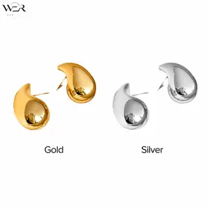 Abstract Sculptural Teardrop Stud Earrings Gold Silver Tone Modern Minimalist Jewelry for Women Girls Daily Elegant Wear Gift