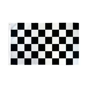 Black & White Checkered Dye-Subbed Flag Banner, 3x5ft Polyester Festive Party Backdrop, Home Supplies Decoration Banner