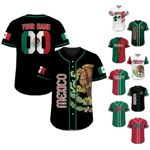 Personalized Baseball Jersey Mexico, Custom Team Name Number Mexican Jersey Shirt for Men Women Men's Breathable Game Day Outfit For Mexico Fans