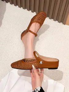 Women's Fashionable Square Toe Slip on Flats, Casual Spring Comfortable Breathable Flat Shoes for Daily Wear, Lightweight Breathable Shoes for Women & Girls