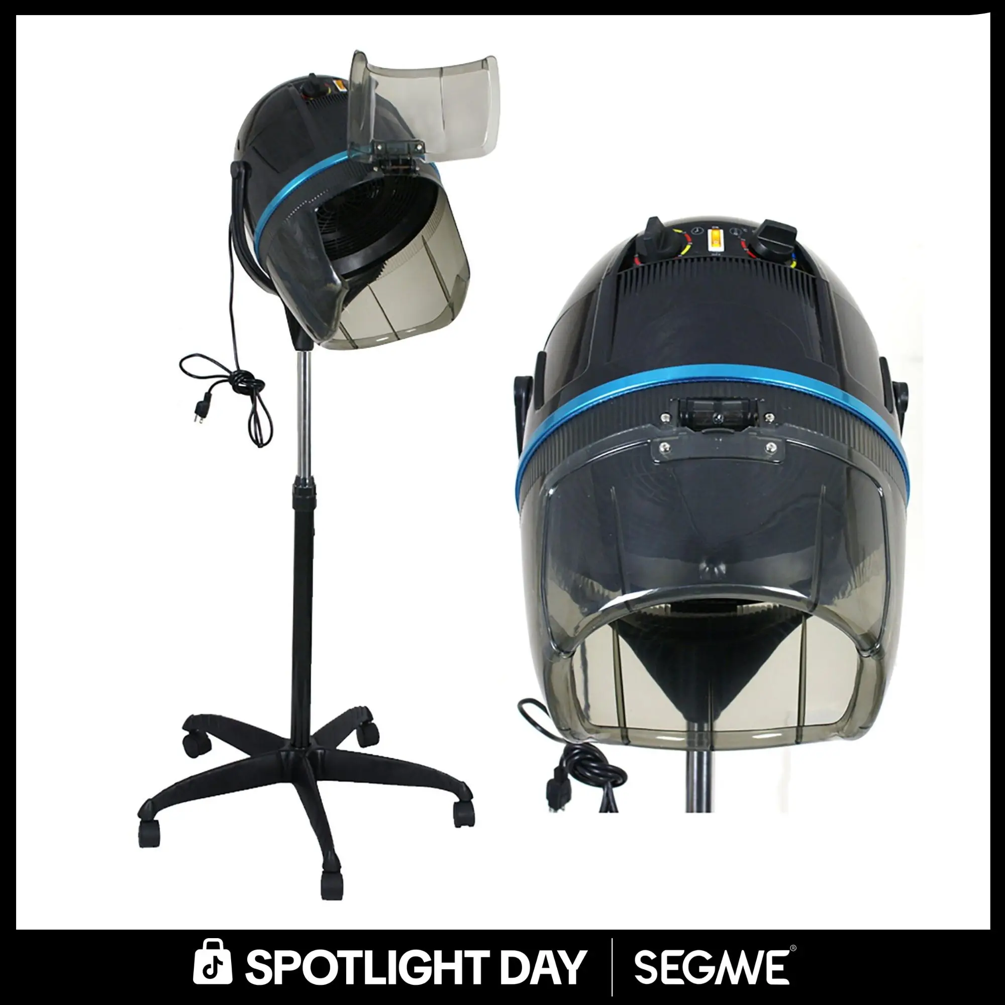Segawe Professional Standing Hooded Bonnet Hair Dryer - 1300W Powerful Model, Multifunctional Hair Blower, Stand-Up Floor Unit with Rotary Design, Variable Temp for Smooth Drying (Black), Multifunctional Hair Dryer,summerwins