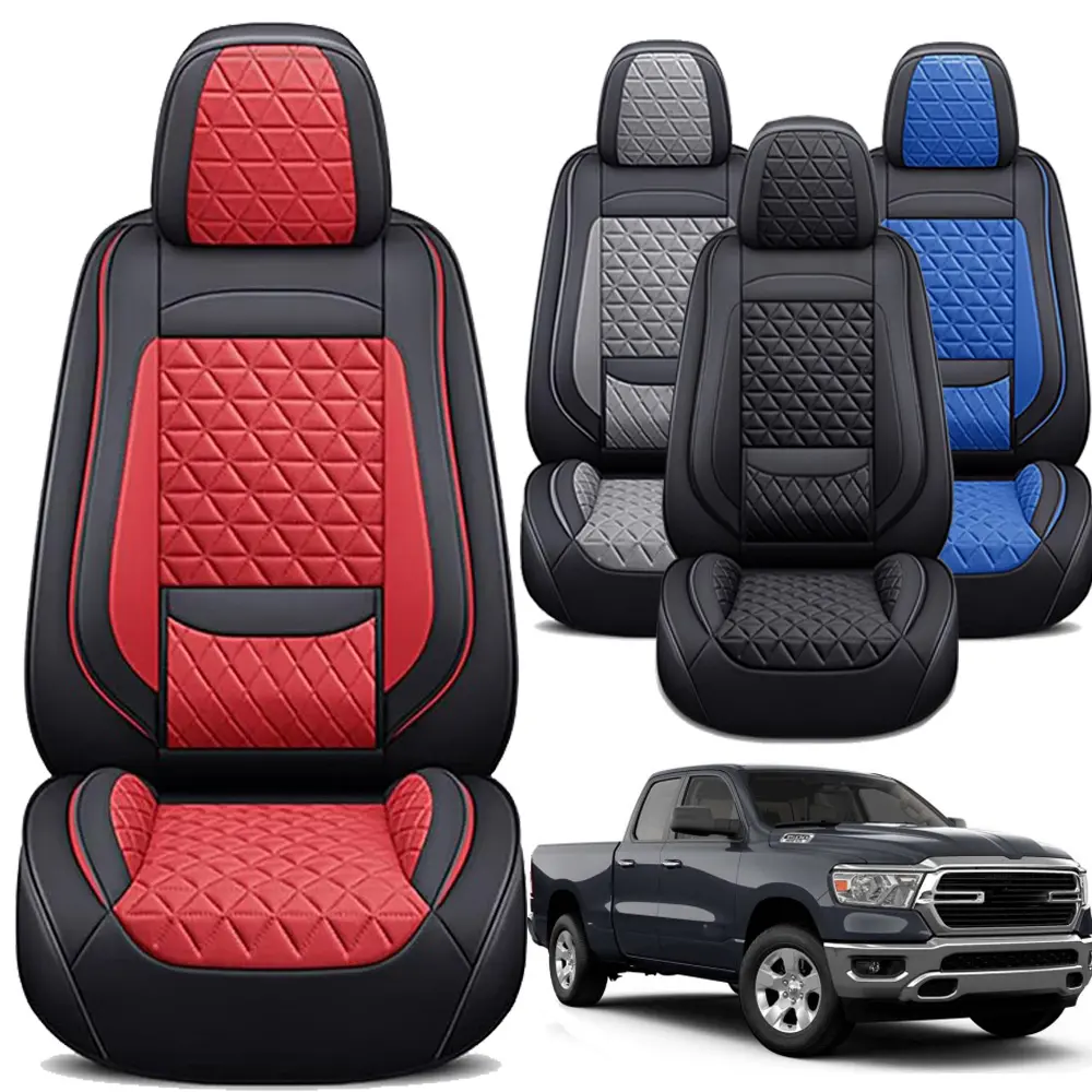 Leather Car Seat Covers & Protectors for Chevy Silverado GMC Sierra 2007-2025 1500 2500HD 3500HD Crew Cab, Front Full Coverage Automotive Accessory, Chevy Truck Cushion Protector, Car Seat Protectors