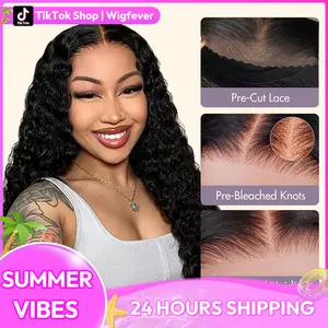 WIGFEVER Water Wave Wear Go Glueless 7x4 HD Lace Front Human Hair Wig with Pre-Bleached Knots & Pre-Plucked Hairline 180% Density Breathable Cap #Spring Glow-Up