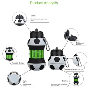 Sports Water Bottle, Silicone Collapsible Spherical Drinking Mug, Leak-proof Squeezable Shockproof, Basketball/Soccer/Baseball/Billiards/Volleyball/Golf, Creative Gift Travel Water Bottle (All Ages)  Drinkware Boys Sturdy Cup Lightweight Birthday