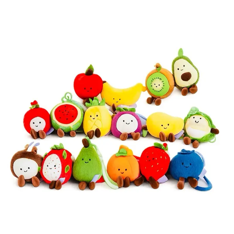 Creative Simulation Fruit Plush key Chain, Cute Apple Banana Strawberry Stuffed Dolls for Claw Machines