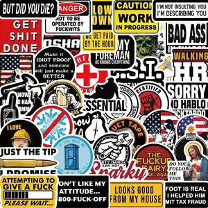 Safety Helmet Sticker, 50pcs/set DIY Waterproof Sticker, Decorative Sticker for Water Bottle, Laptop, Bumper, Car and Phone, Ornaments, Sticker for Cars, Car Stickers, Decals