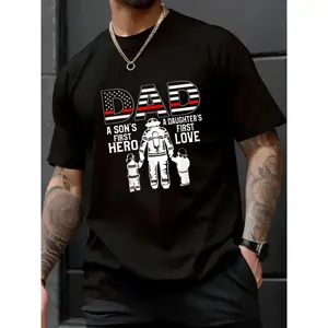 100% Cotton Unisex “Proud Firefighter Dad” T-Shirt – Funny Dad Joke Tee for Men (Father’s Day)