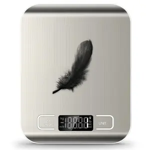 Digital Food Scale 11lb/5kg – Stainless Steel Kitchen Scale with LCD Display, 6 Units & Tare Function | Precise Weight in Grams & Ounces for Baking, Cooking, Dieting & Meal Prep (Batteries Included)