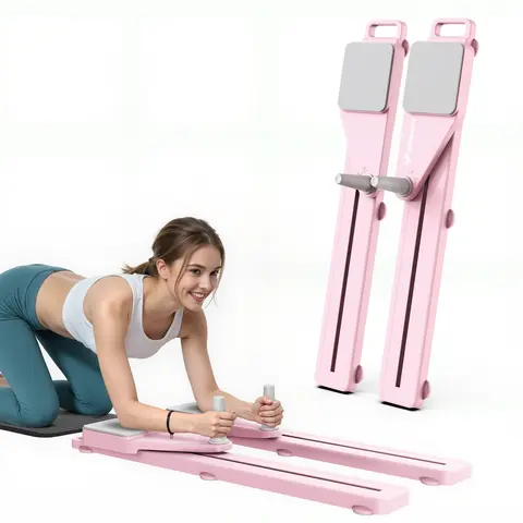 【Live Only】Merach Multi-functional Adjustable Ab Exercise Board, Split Ab Slide Roller Board, Home Pilates Reformer with Knee Mat for Home Gym Core & Ab Strength Training, Abdominal Crunch Machine BackToSchool